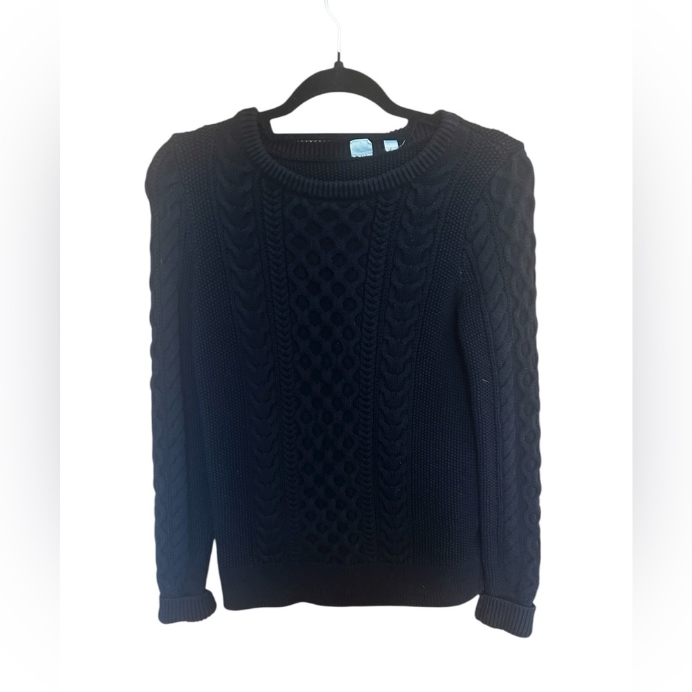 Gap Black Cable Knit Sweater winter heavy minimalist preppy woman size small